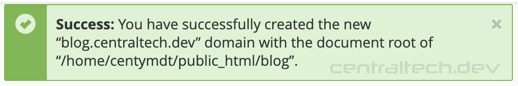 success create subdomain