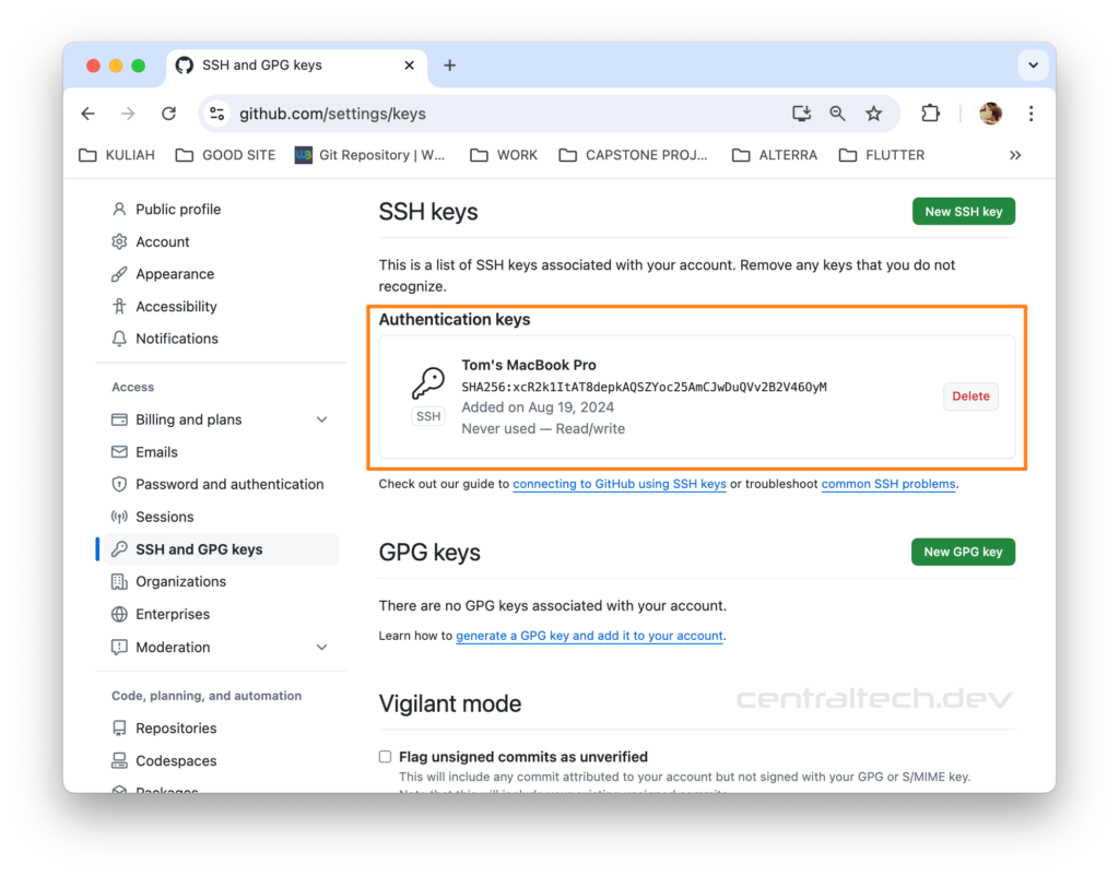 add ssh key success